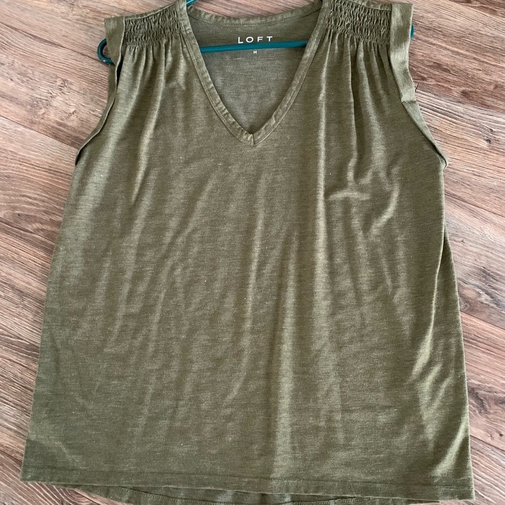 LOFT V-Neck Olive Tank Top